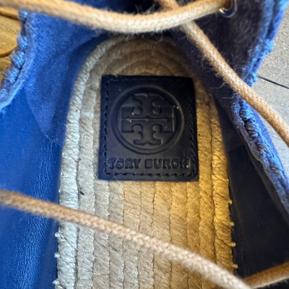 Tory Burch Navy Lace-Up Espadrille Flats - Picture 8 of 10
